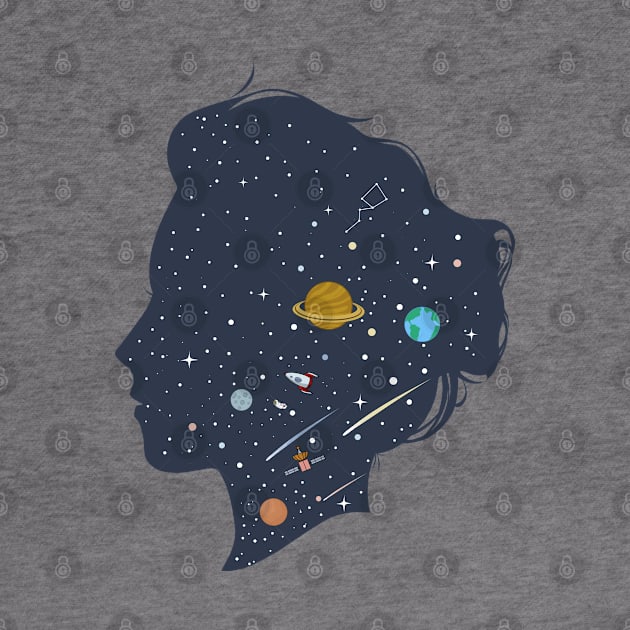 Woman landscape universe silhouette by Mako Design 